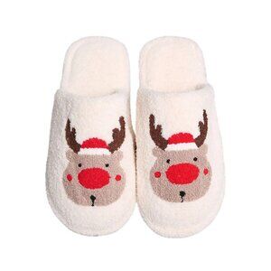 2/$30 Santa Hat Rudolph Size 6-8 Print Soft Home Indoor Floor Slippers
